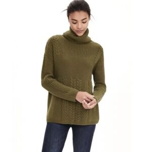 Banana Republic Todd & Duncan Cashmere Turtleneck Sweater Scottish Yarn S Olive